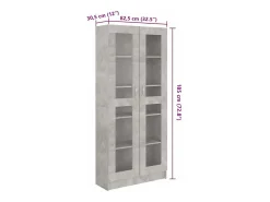 Clearance vidaxl Armário vitrine 82,5x30,5x185,5cm derivados madeira Cinzento