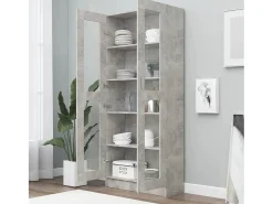 Best Armário vitrine 82,5x30,5x185,5cm derivados madeira PT869789 Cinzento