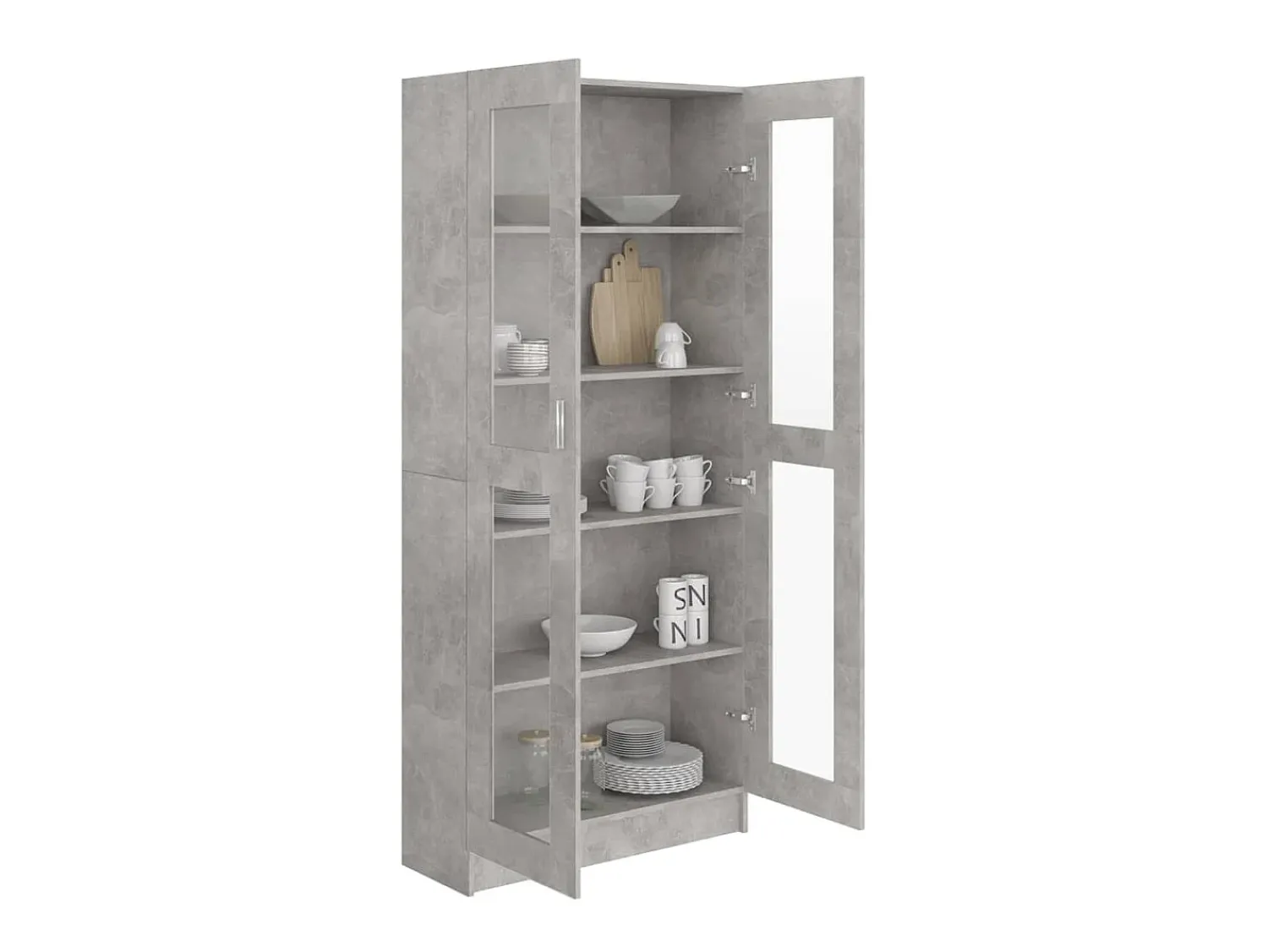 Best Armário vitrine 82,5x30,5x185,5cm derivados madeira PT869789 Cinzento