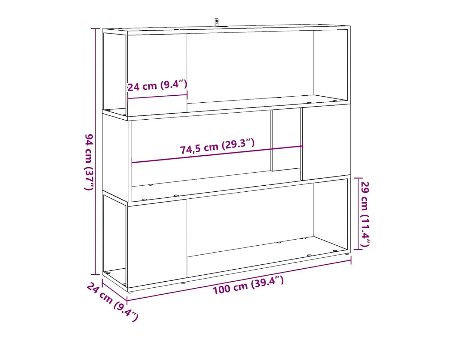 vidaxl Armário/divisória de quarto madeira velha 100x24x94 cm Castanho