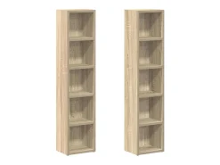 Móvel De Arrumação*vidaxl Armários CD 2 pcs 21x16x93,5 cm contraplacado carvalho sonoma Natural claro