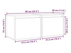 vidaxl Armários de parede 2 pcs 45x30x35 cm pinho maciço cinza^ Prateleira