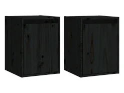 Prateleira|vidaxl Armários de parede 2 pcs 30x30x40 cm pinho maciço Preto