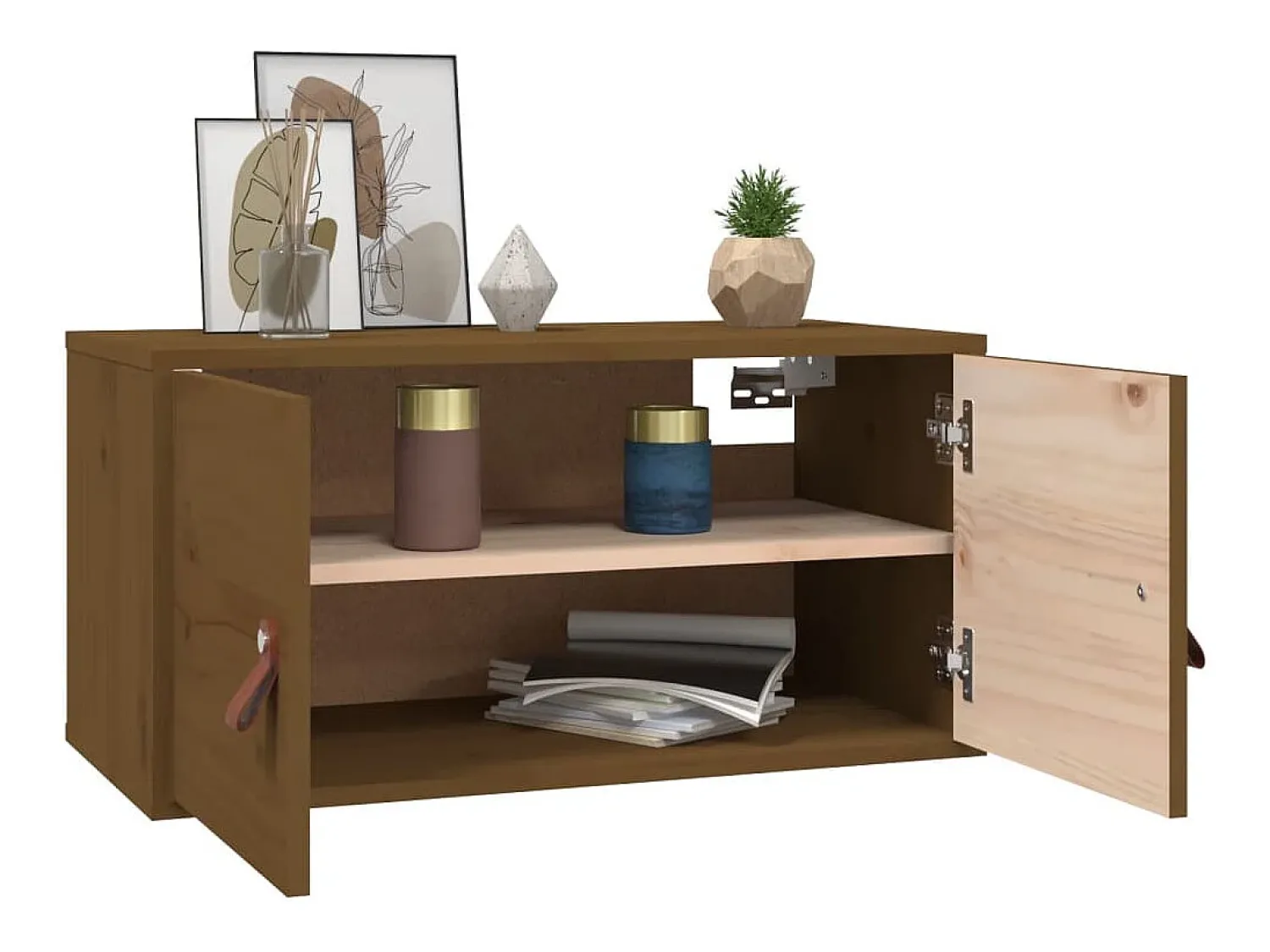 Sale vidaxl Armários de parede 2 pcs 60x30x30 cm pinho maciço -mel Castanho