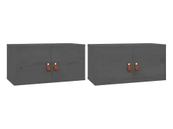 Prateleira|vidaxl Armários de parede 2 pcs 60x30x30 cm pinho maciço Cinzento