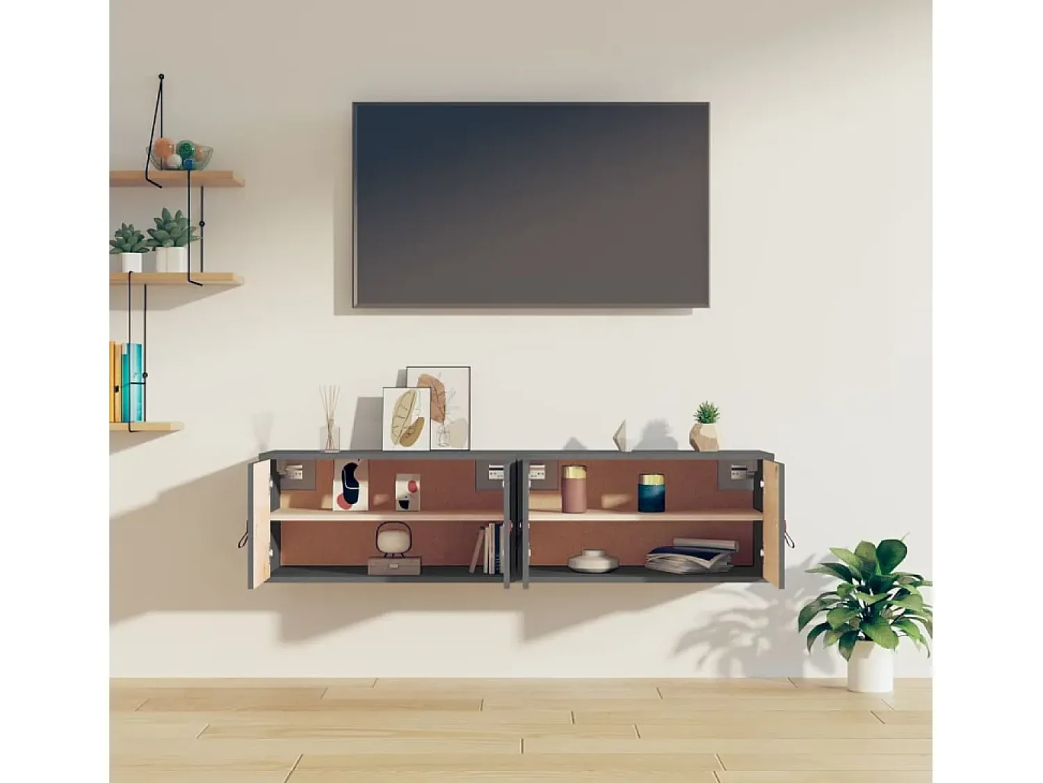 Prateleira|vidaxl Armários de parede 2 pcs 60x30x30 cm pinho maciço Cinzento
