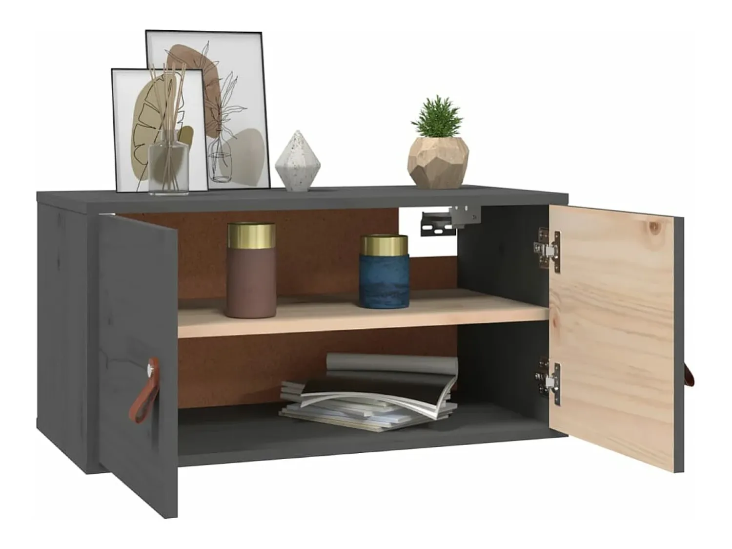 Prateleira|vidaxl Armários de parede 2 pcs 60x30x30 cm pinho maciço Cinzento