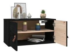 Prateleira*vidaxl Armários de parede 2 pcs 60x30x30 cm pinho maciço Preto