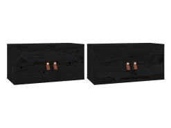 Prateleira*vidaxl Armários de parede 2 pcs 60x30x30 cm pinho maciço Preto