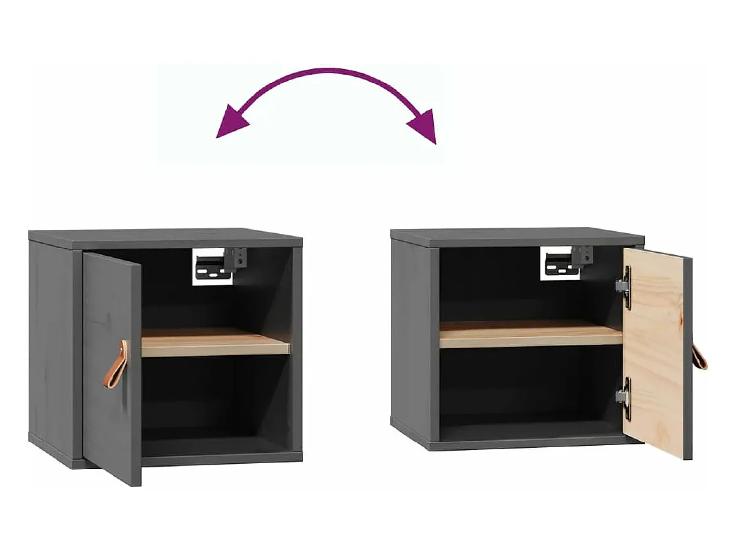 vidaxl Armários de parede 2 pcs 31,5x30x30 cm pinho maciço cinza^ Prateleira