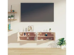 Prateleira|vidaxl Armários de parede 2 pcs 60x30x30 cm pinho maciço branco Castanho