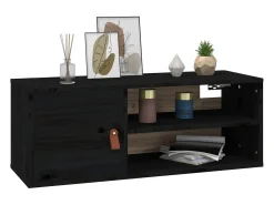 Prateleira*vidaxl Armários de parede 2 pcs 80x30x30 cm pinho maciço Preto