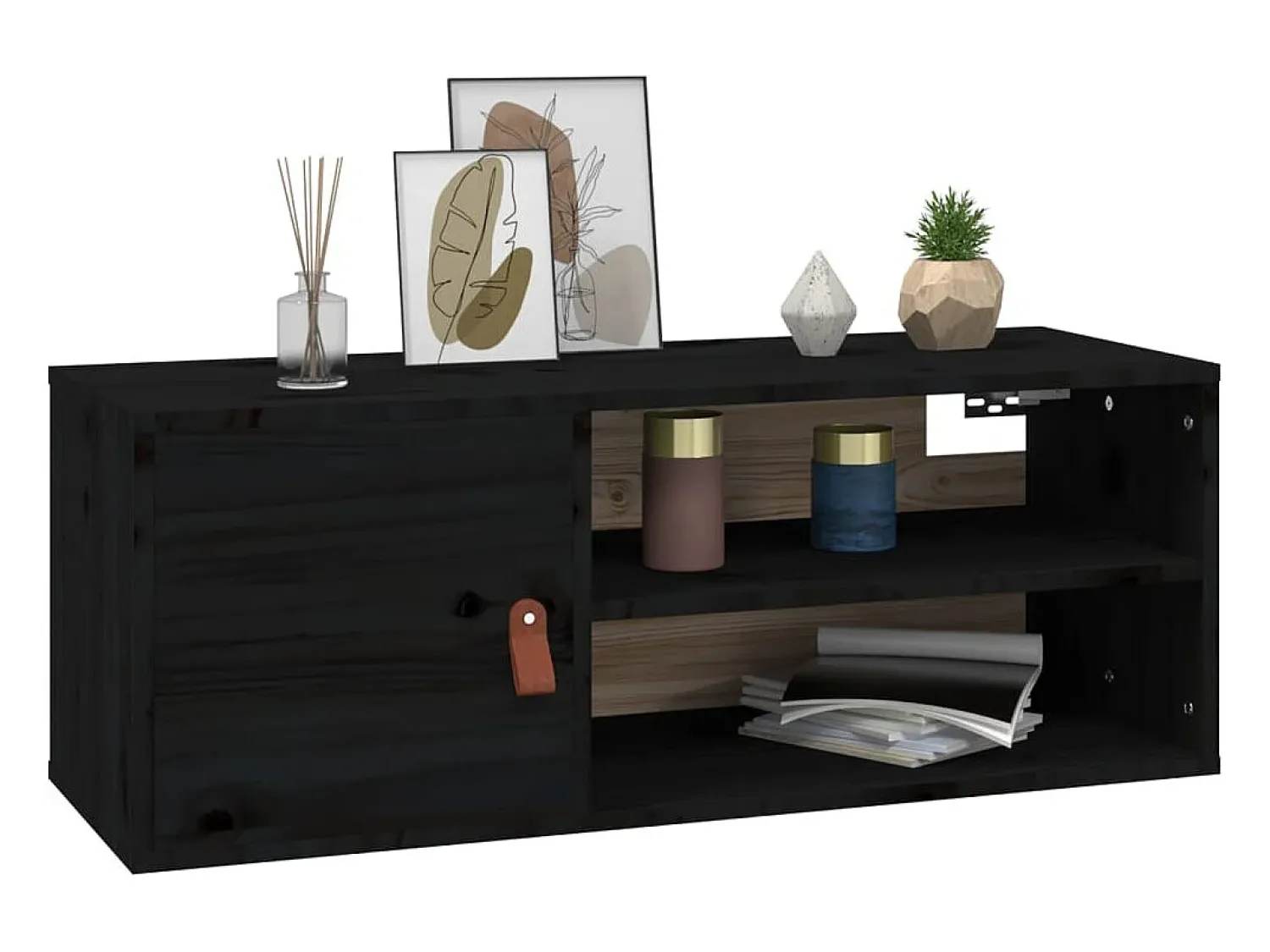 Prateleira*vidaxl Armários de parede 2 pcs 80x30x30 cm pinho maciço Preto