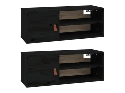 Prateleira*vidaxl Armários de parede 2 pcs 80x30x30 cm pinho maciço Preto