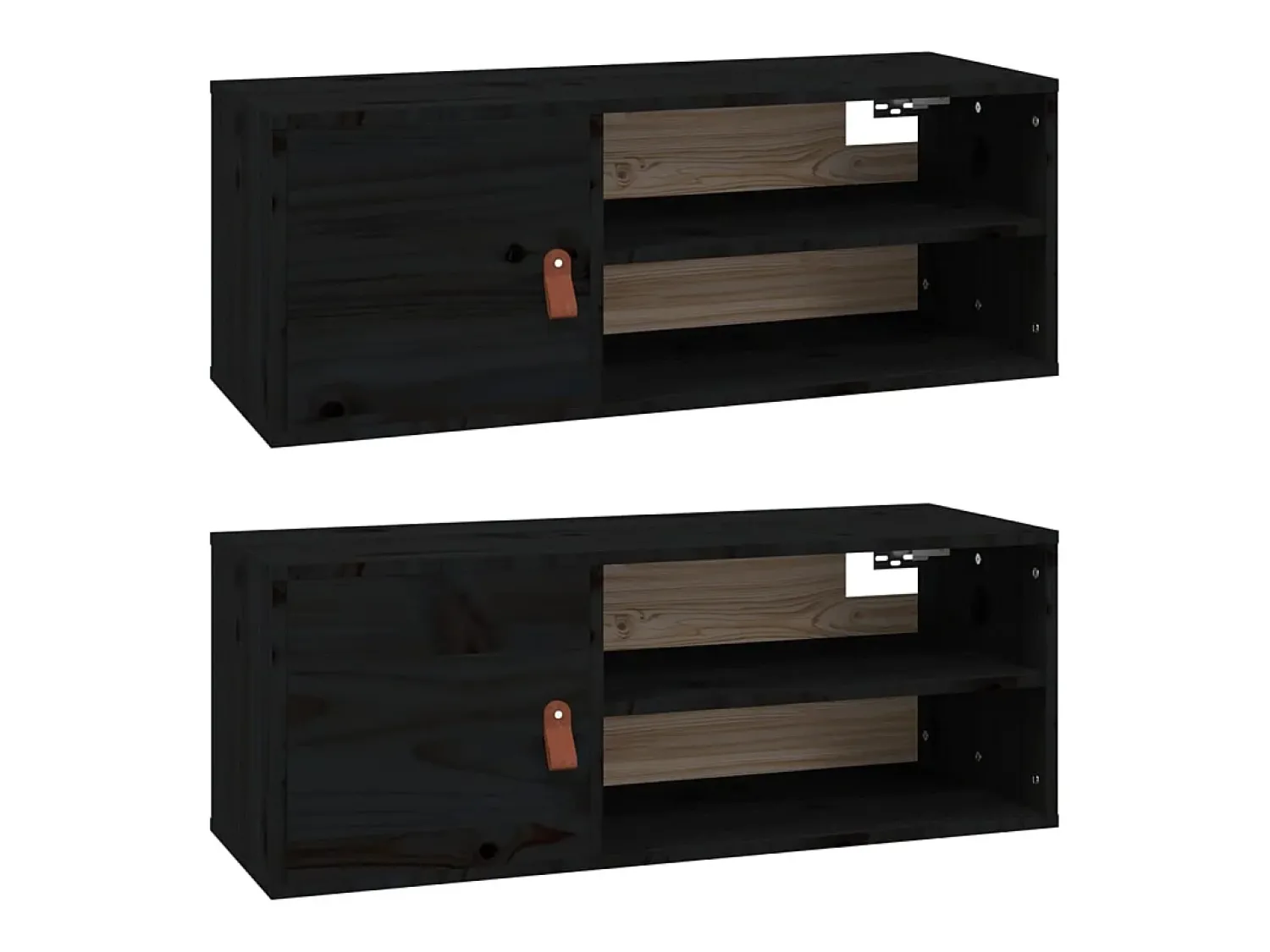 Prateleira*vidaxl Armários de parede 2 pcs 80x30x30 cm pinho maciço Preto