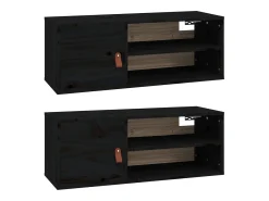 Prateleira*vidaxl Armários de parede 2 pcs 80x30x30 cm pinho maciço Preto
