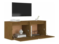 Hot vidaxl Armários de parede 2 pcs 45x30x35 cm pinho maciço mel Castanho