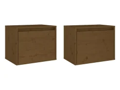 Hot vidaxl Armários de parede 2 pcs 45x30x35 cm pinho maciço mel Castanho