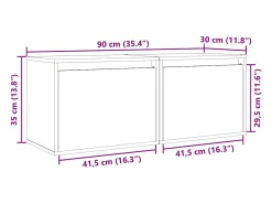 Hot vidaxl Armários de parede 2 pcs 45x30x35 cm pinho maciço mel Castanho