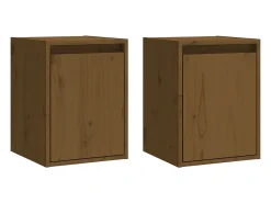 vidaxl Armários de parede 2 pcs 30x30x40 cm pinho maciço mel^ Prateleira