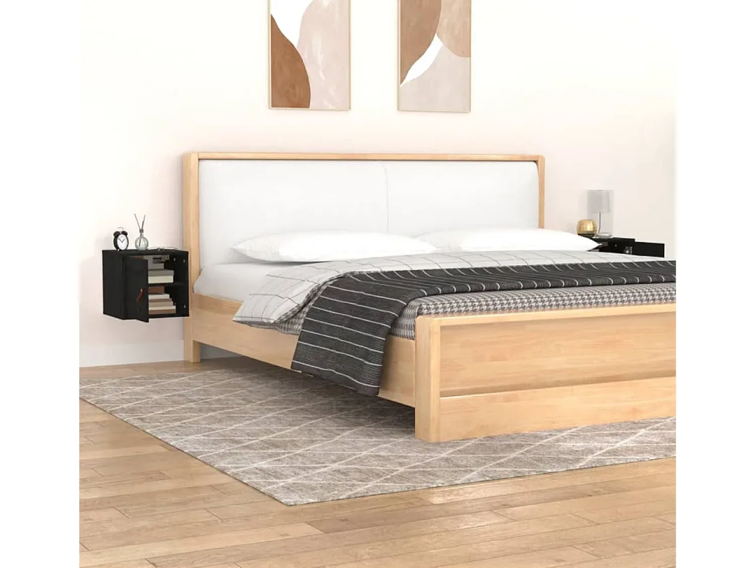 Prateleira|vidaxl Armários de parede 2 pcs 31,5x30x30cm pinho maciço branco Preto