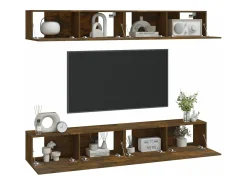 Online Armários de parede p/ TV 4 pcs 100x30x30 cm carvalho fumado PT124198 Castanho