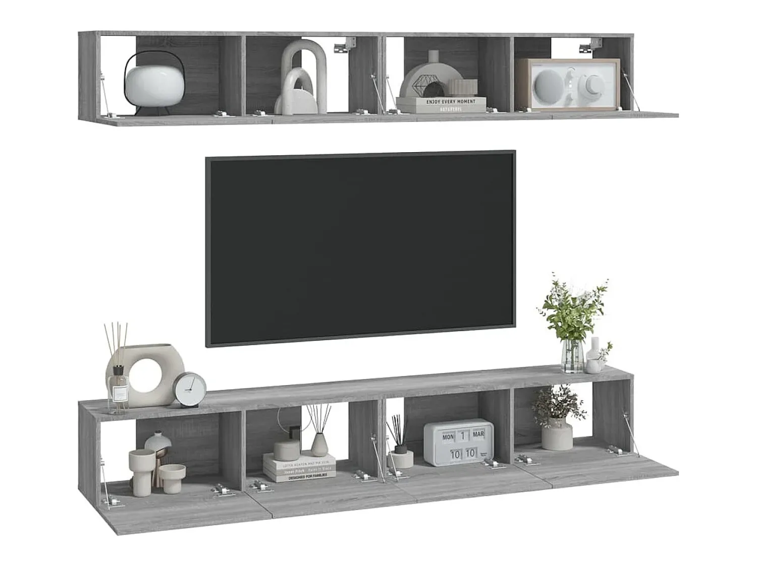 Outlet Armários de parede p/ TV 4 pcs 100x30x30 cm sonoma PT913291 Cinzento