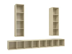 Armários de parede p/ TV 4pcs derivados madeira carvalho sonoma PT627456^ Móvel De Tv