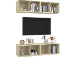 Armários de parede p/ TV 2pcs derivados madeira carvalho sonoma PT385577^ Móvel De Tv