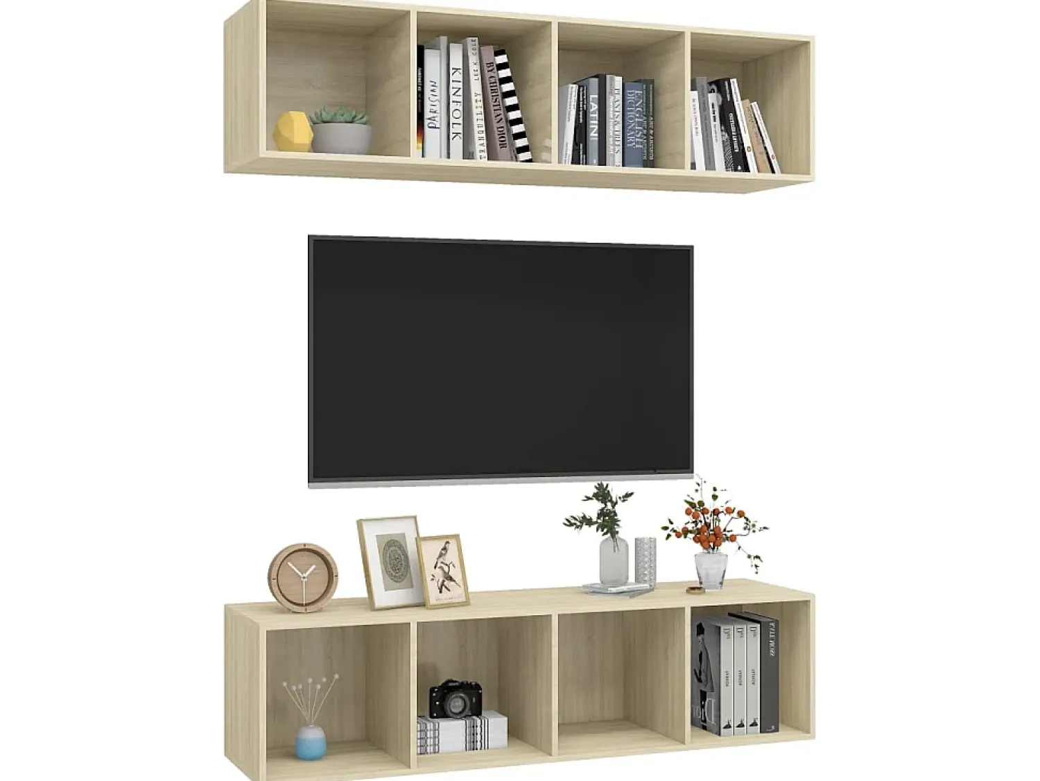 Armários de parede p/ TV 2pcs derivados madeira carvalho sonoma PT385577^ Móvel De Tv