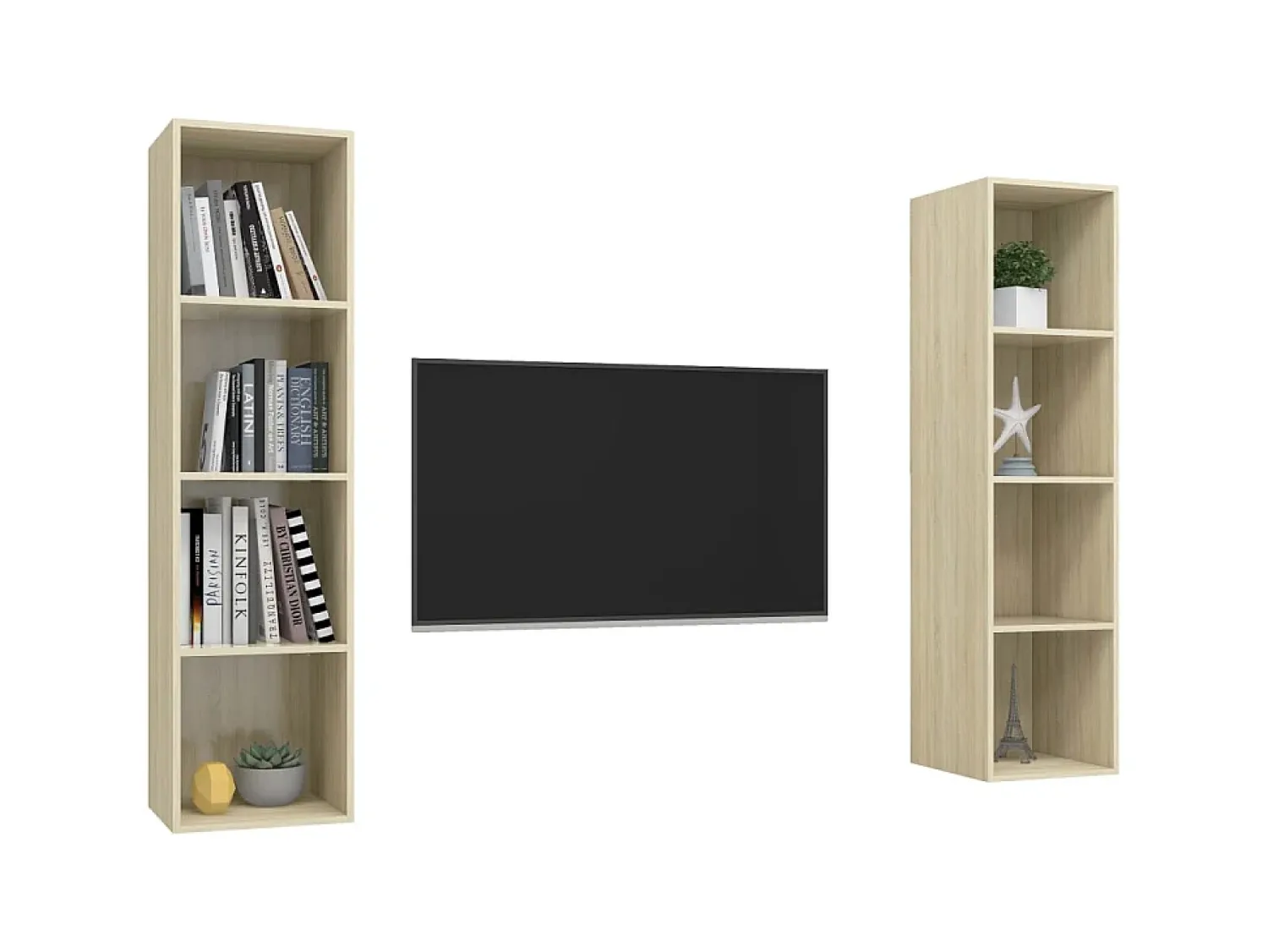 Clearance Armários de parede p/ TV 2pcs derivados madeira carvalho sonoma PT410591 Castanho