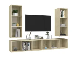 Armários de parede p/ TV 4pcs derivados madeira carvalho sonoma PT860651^ Móvel De Tv
