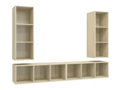 Armários de parede p/ TV 4pcs derivados madeira carvalho sonoma PT860651^ Móvel De Tv