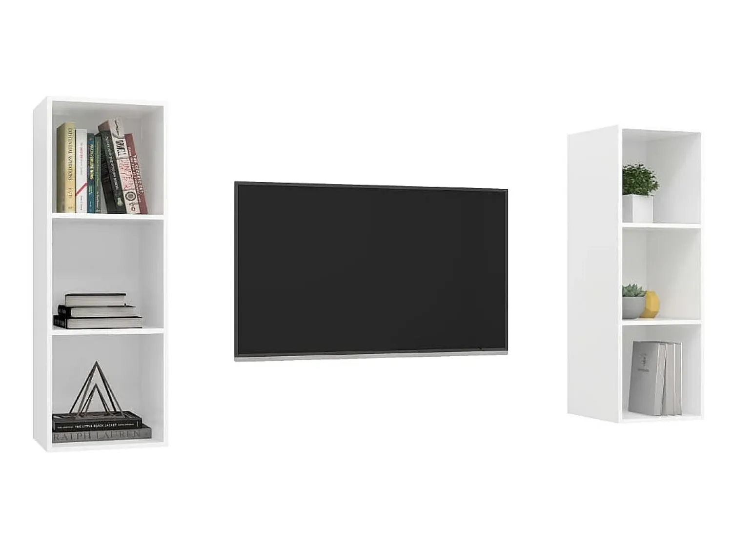 Outlet Armários de parede para TV 2 pcs contraplacado PT127810 Branco