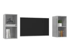 Clearance Armários de parede para TV 2pcs derivados madeira cinza cimento PT468893 Cinzento