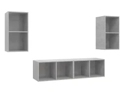 Hot Armários de parede para TV 4pcs derivados madeira cinza cimento PT555894 Cinzento
