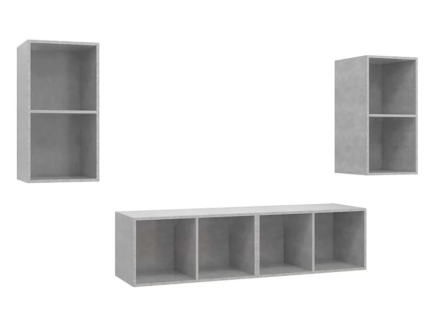 Hot Armários de parede para TV 4pcs derivados madeira cinza cimento PT555894 Cinzento