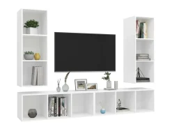 Móvel De Tv* Armários de parede para TV 4 pcs contraplacado PT523615 Branco