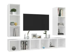 Móvel De Tv* Armários de parede para TV 4 pcs contraplacado PT523615 Branco