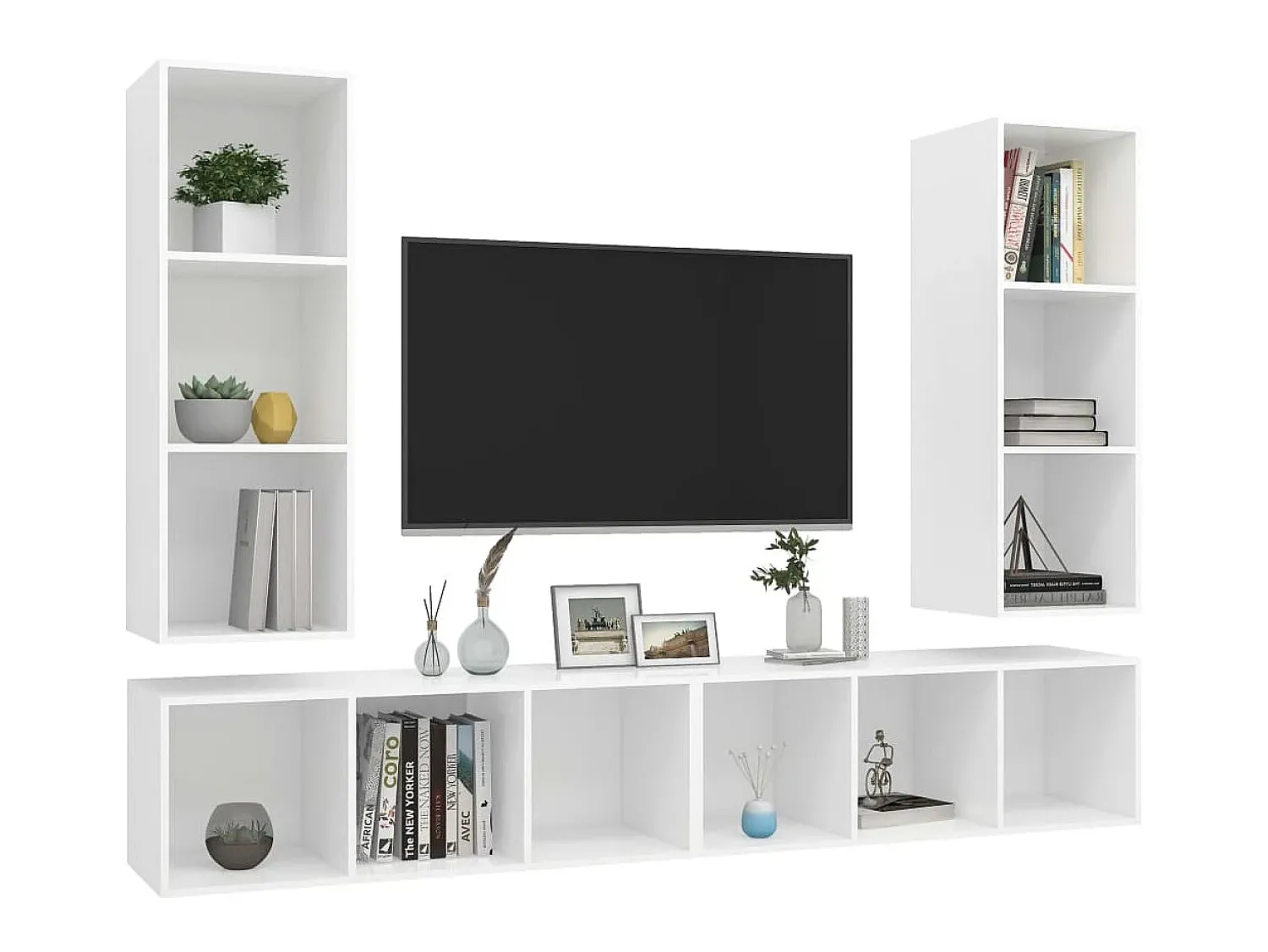 Móvel De Tv* Armários de parede para TV 4 pcs contraplacado PT523615 Branco
