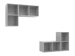 Móvel De Tv| Armários de parede para TV 4pcs derivados madeira cinza cimento PT592842 Cinzento