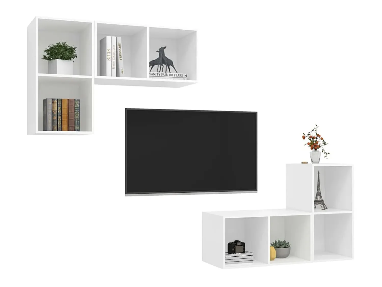 Armários de parede para TV 4 pcs derivados de madeira PT138947^ Móvel De Tv