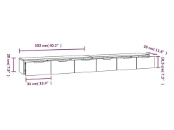 vidaxl Armários de parede 2pcs 102x30x20cm derivados de madeira fumado^ Prateleira