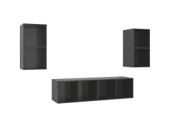 Móvel De Tv* Armários de parede TV 4 pcs derivados madeira cinza brilhante PT322805 Cinzento