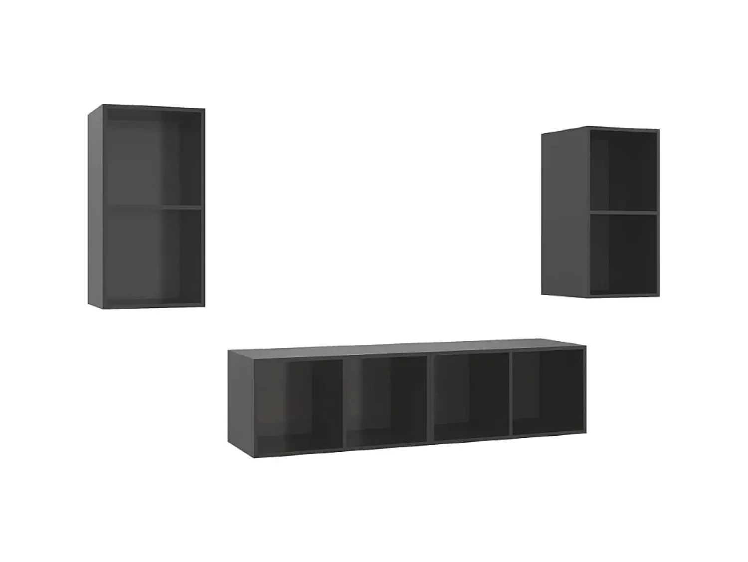 Móvel De Tv* Armários de parede TV 4 pcs derivados madeira cinza brilhante PT322805 Cinzento