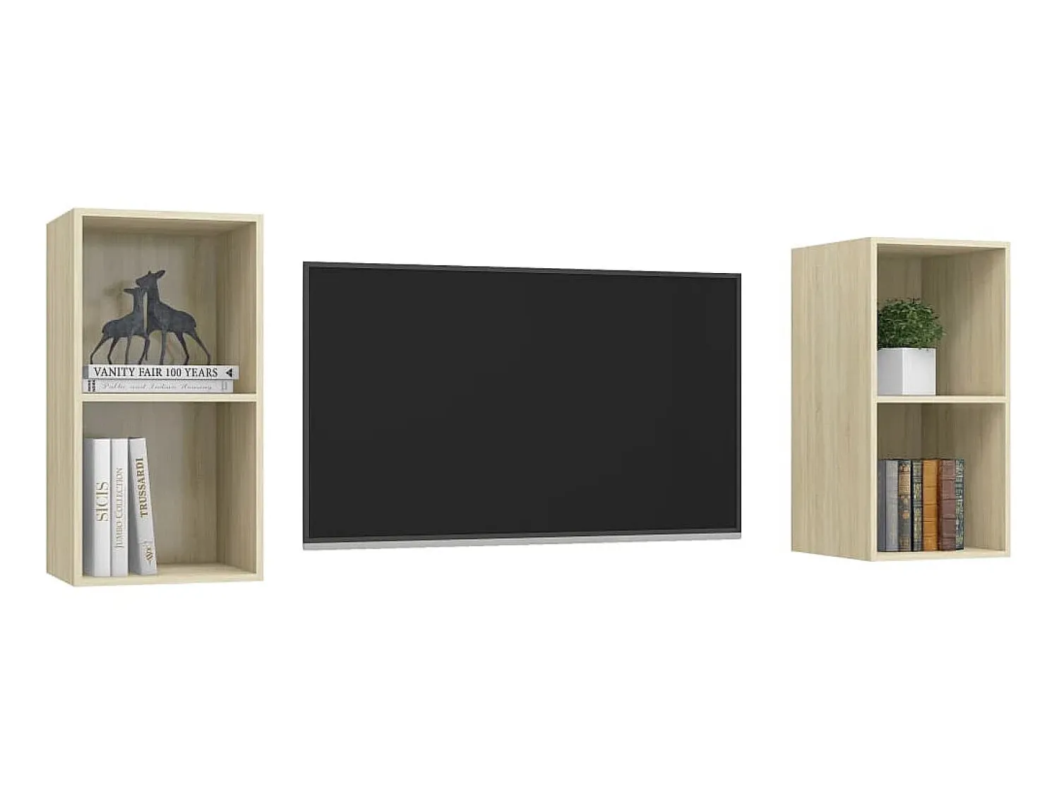 Móvel De Tv* Armários de parede TV 2 pcs derivados madeira carvalho sonoma PT220967 Castanho