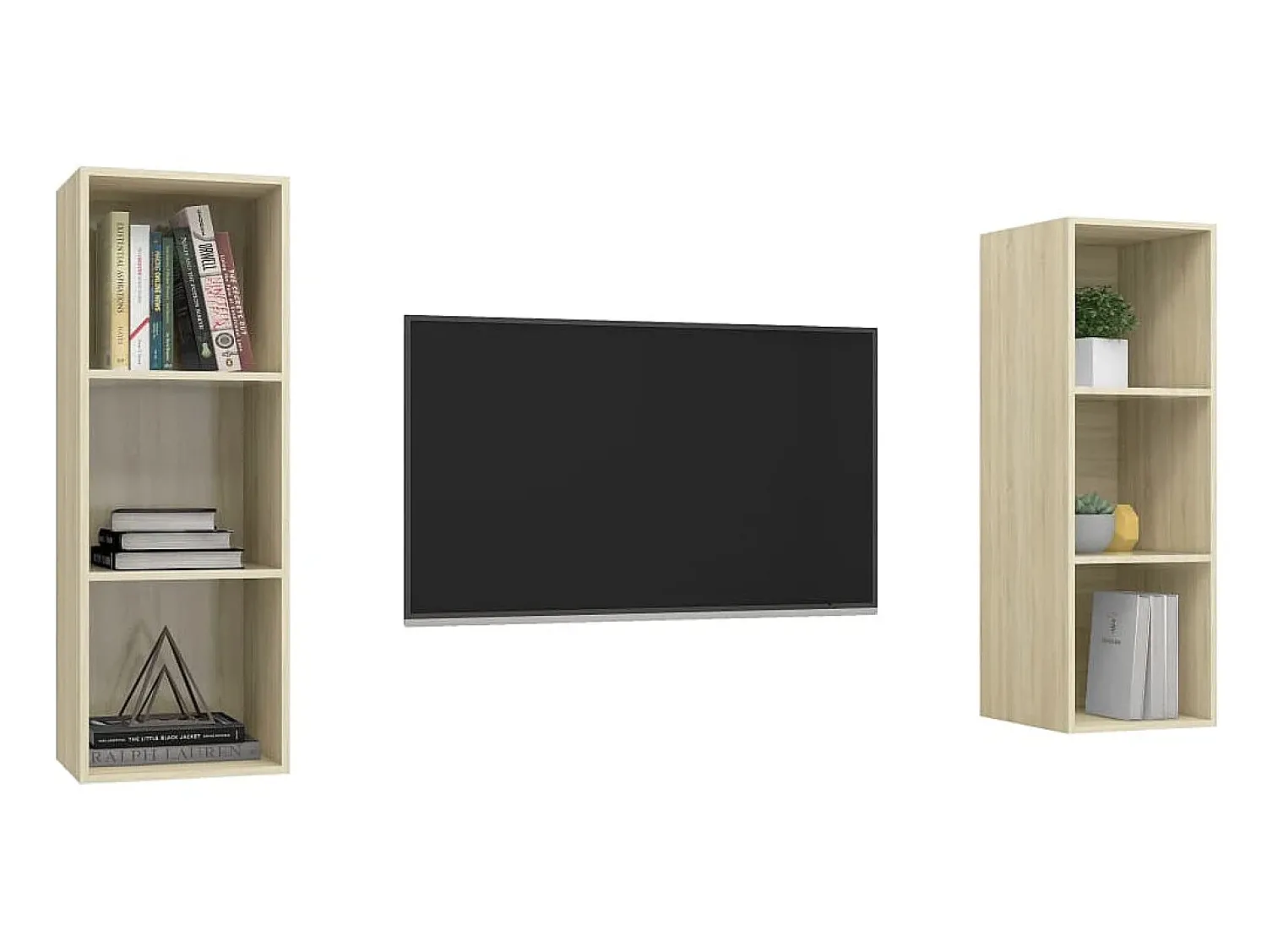 Armários de parede TV 2 pcs derivados madeira carvalho sonoma PT978188 Castanho