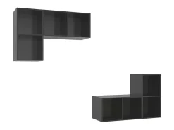 Móvel De Tv* Armários de parede TV 4 pcs derivados madeira cinza brilhante PT759441 Cinzento