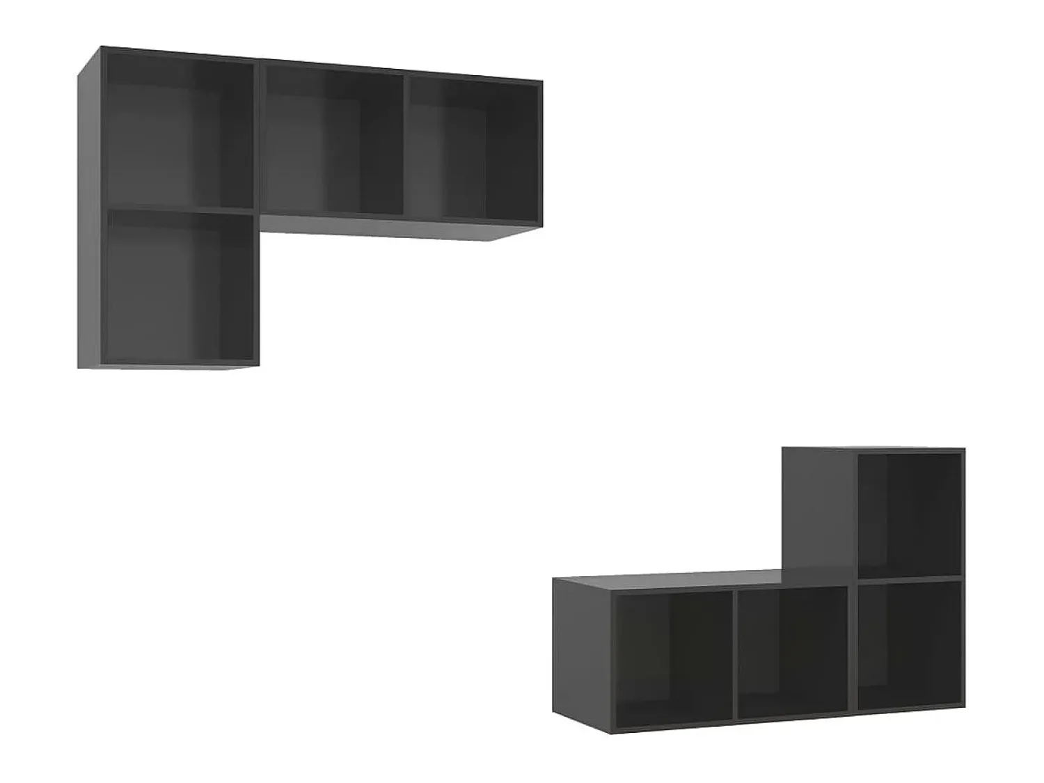 Móvel De Tv* Armários de parede TV 4 pcs derivados madeira cinza brilhante PT759441 Cinzento