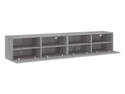 Móvel De Tv*Helloshop26 Armários de TV de parede prateleira multimídia aparador de TV sala de jantar sala de estar quarto 2 peças sonoma 80 x 30 x 30 cm madeira projetada cinza 02_0029032 Castanho